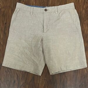 Banana Republic Tan Flat Front Shorts Linen Blend